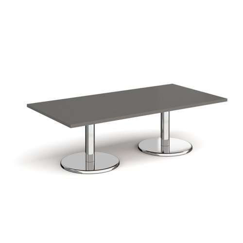 Pisa rectangular coffee table with round chrome bases 1600mm x 800mm - Onyx Grey