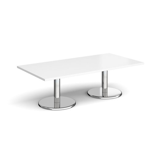 Pisa rectangular coffee table with round chrome bases 1600mm x 800mm - white Reception Tables PCR1600-WH