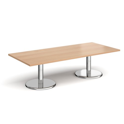 Pisa rectangular coffee table with round chrome bases 1800mm x 800mm - beech
