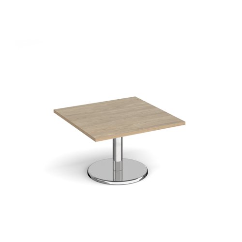 Pisa square coffee table with round chrome base 800mm - barcelona walnut PCS800-BW Buy online at Office 5Star or contact us Tel 01594 810081 for assistance