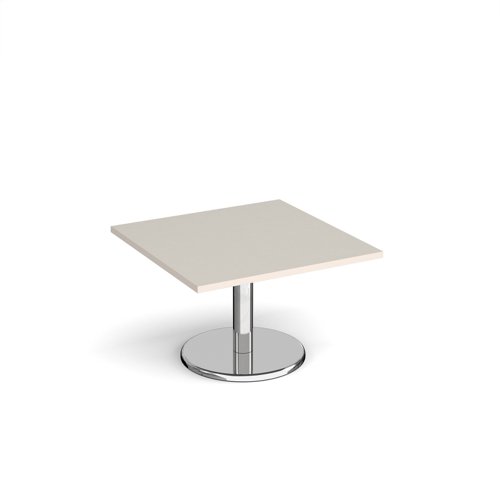 Pisa square coffee table with round chrome base 800mm - Light Grey