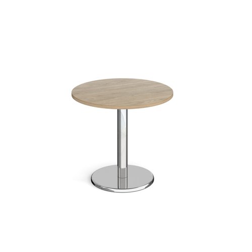 Pisa circular dining table with round chrome base 800mm - barcelona walnut Canteen Tables PDC800-BW