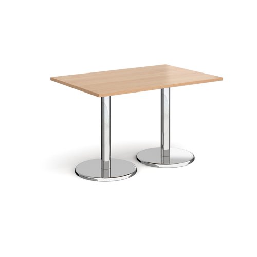 Pisa rectangular dining table with round chrome bases 1200mm x 800mm - beech PDR1200-B Buy online at Office 5Star or contact us Tel 01594 810081 for assistance