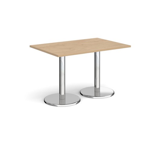 Pisa rectangular dining table with round chrome bases 1200mm x 800mm - kendal oak PDR1200-KO Buy online at Office 5Star or contact us Tel 01594 810081 for assistance