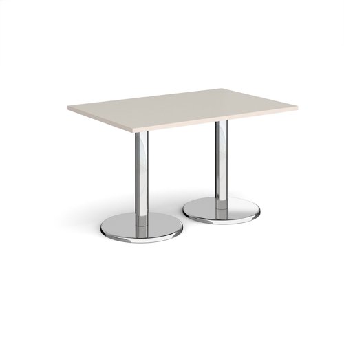 Pisa rectangular dining table with round chrome bases 1200mm x 800mm - Light Grey