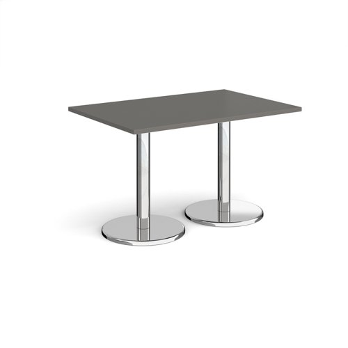 Pisa rectangular dining table with round chrome bases 1200mm x 800mm - Onyx Grey