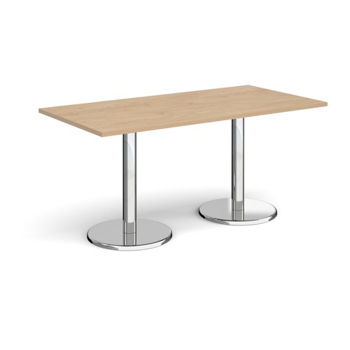 Pisa rectangular dining table with round chrome bases 1600mm x 800mm - kendal oak Canteen Tables PDR1600-KO