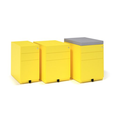 Bisley wide steel pedestal 420mm wide - yellow (Made-to-order 4 - 6 week lead time)