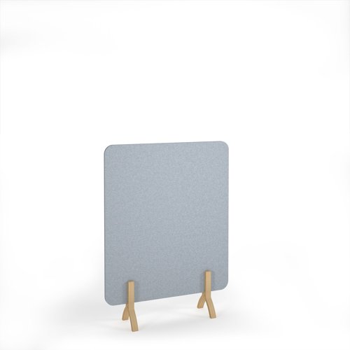 Plain Acoustic Floor Standing Screen Wooden Legs 1200w 1600h - Light Grey