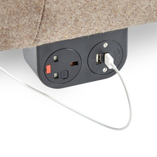Phase multi-surface power module 1 x UK socket, 1 x TUF (A&C connectors) USB charger - white