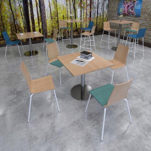 M-PDR1200 | The Pisa tables range has been designed to bring people together, inspiring conversation and collaboration. Designed to complement virtually any décor, the polished chrome circular base and column supports a 25mm table top available in a variety of sizes and finishes, as well as dining, poseur and coffee table heights, making it perfect for canteens, cafes, lounges, receptions - anywhere people gather.