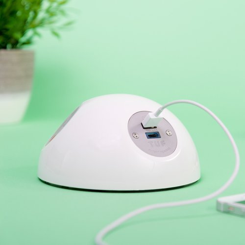 Pluto domed on-surface power module with 1 x UK socket, 1 x TUF (A&C connectors) USB charger - light green | PL-2-LG | Dams International