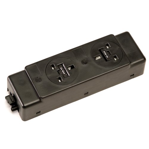 Under desk power bar 2 x UK sockets - black Dams International