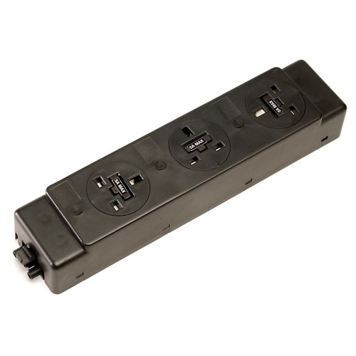 Under desk power bar 3 x UK sockets - black | PMK305-E | Dams International