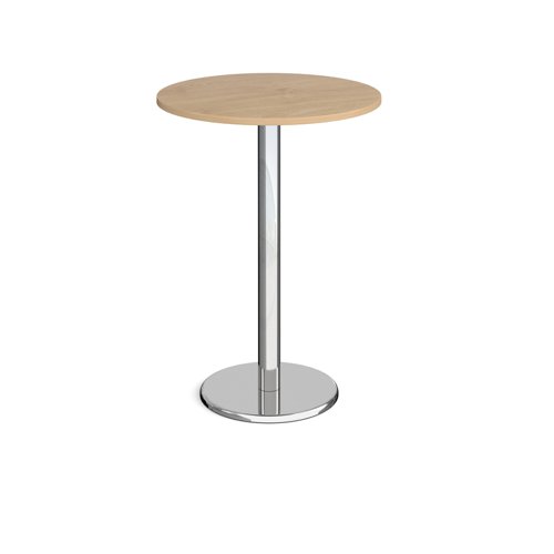 Pisa circular poseur table with round chrome base 800mm - kendal oak Canteen Tables PPC800-KO