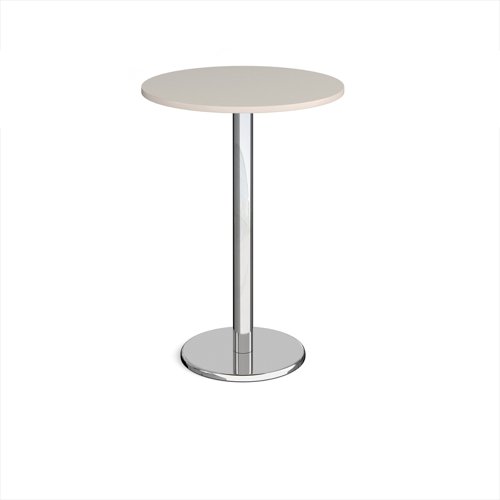 Pisa circular poseur table with round chrome base 800mm - Light Grey