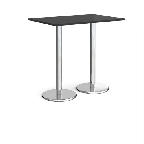 Pisa rectangular poseur table with round chrome bases 1200mm x 800mm - Black