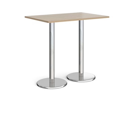Pisa rectangular poseur table with round chrome bases 1200mm x 800mm - barcelona walnut