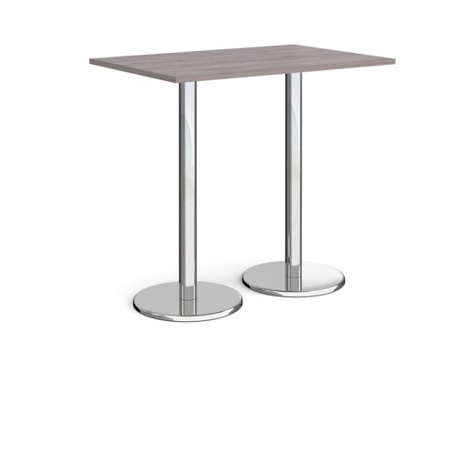 Pisa rectangular poseur table with round chrome bases 1200mm x 800mm - grey oak