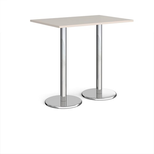 Pisa rectangular poseur table with round chrome bases 1200mm x 800mm - Light Grey