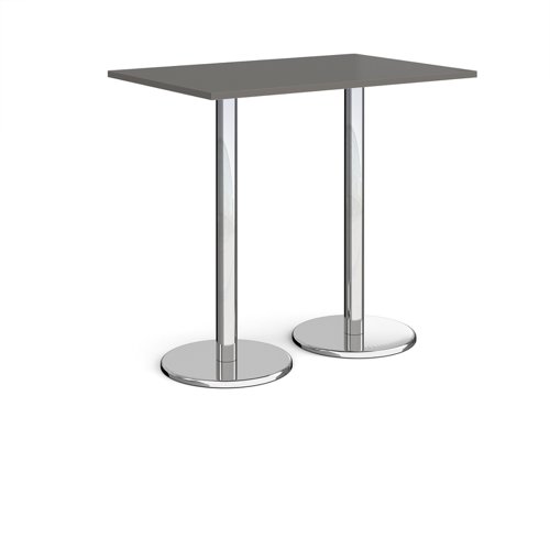 Pisa rectangular poseur table with round chrome bases 1200mm x 800mm - Onyx Grey