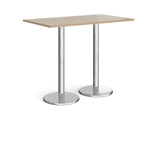 Pisa rectangular poseur table with round chrome bases 1400mm x 800mm - barcelona walnut PPR1400-BW Buy online at Office 5Star or contact us Tel 01594 810081 for assistance