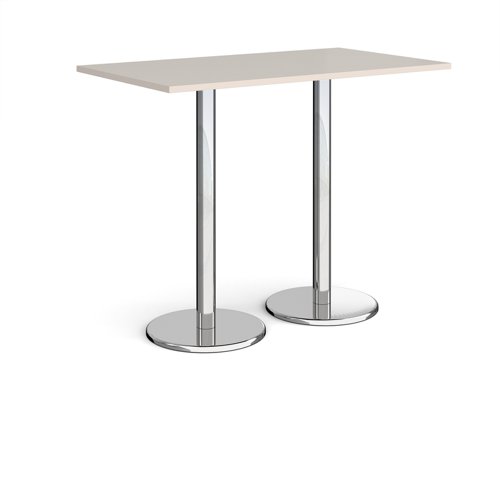 Pisa rectangular poseur table with round chrome bases 1400mm x 800mm - Light Grey