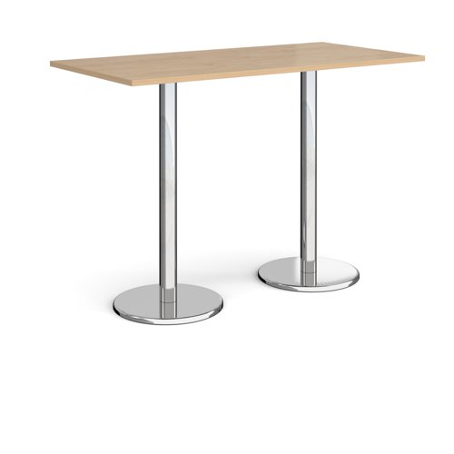Pisa rectangular poseur table with round chrome bases 1600mm x 800mm - kendal oak  PPR1600-KO