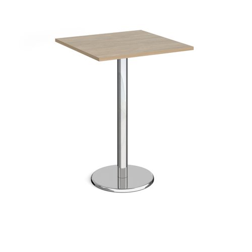 Pisa square poseur table with round chrome base 800mm - barcelona walnut PPS800-BW Buy online at Office 5Star or contact us Tel 01594 810081 for assistance