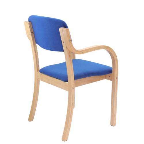 PRA50001-B Prague wooden conference chair with double arms - blue