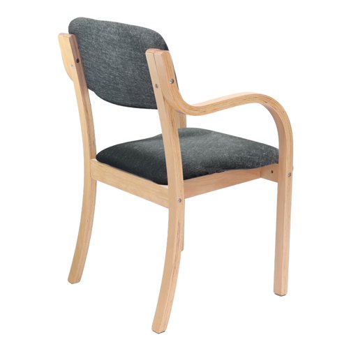 Prague wooden conference chair with double arms - charcoal PRA50001-C Buy online at Office 5Star or contact us Tel 01594 810081 for assistance