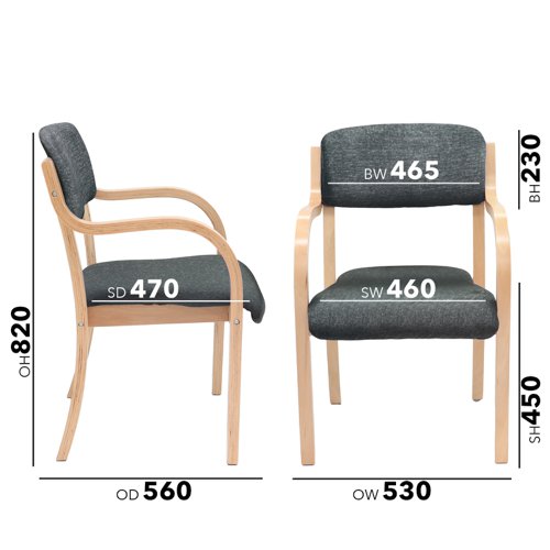 PRA50001-C | The Prague chair’s sleek curves, combined with a modern aesthetic, make it the perfect addition to any office space. Due to the laminated bent wood frame and clear hard wearing lacquer, you can rest assured that these meeting chairs are built to handle constant, everyday use and comfortable with the thick padded seats.