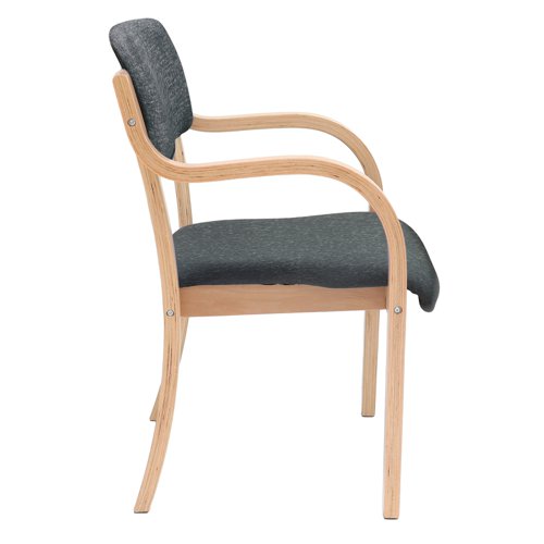 PRA50001-C Prague wooden conference chair with double arms - charcoal