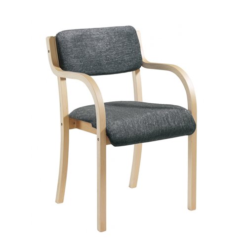 Prague wooden conference chair with double arms - charcoal