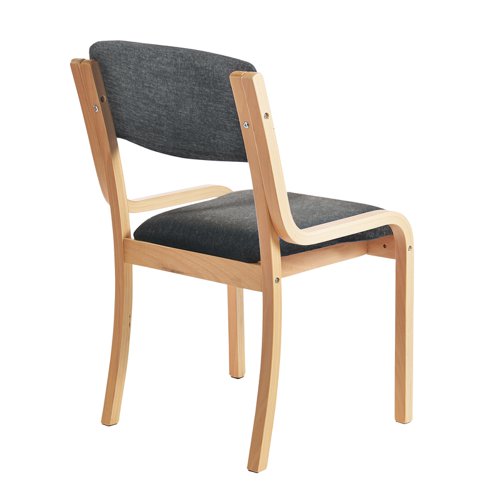 Prague wooden conference chair with no arms - charcoal
