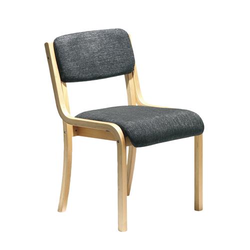 Prague wooden conference chair with no arms - charcoal
