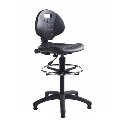 Prema Polyurethane Industrial Operator Chair With Contoured Back Support Black