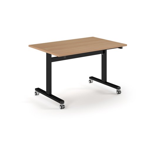 Pro Flip Rectangular Table 1200 x 800, Black Frame, Beech Top
