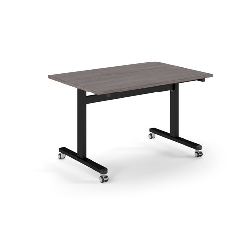 Pro Flip Rectangular Table 1200 x 800, Black Frame, Grey Oak Top