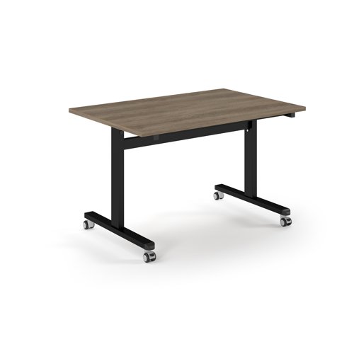 Pro Flip Rectangular Table 1200 x 800, Black Frame, Nebraska Oak Top