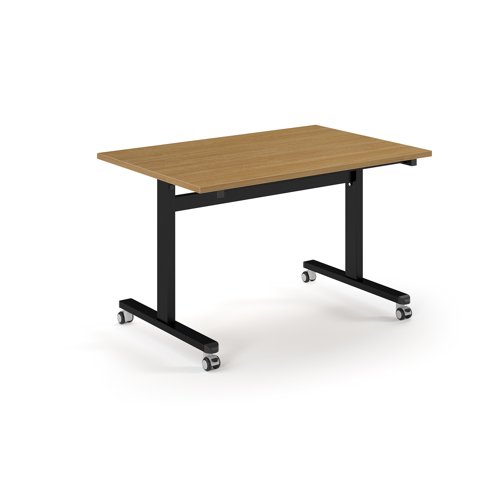 Pro Flip Rectangular Table 1200 x 800, Black Frame, Oak Top