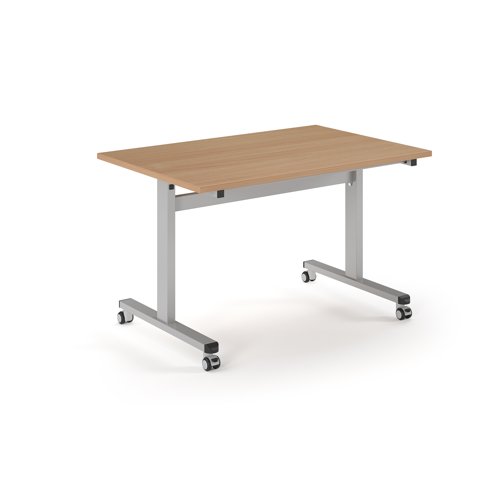 Pro Flip Rectangular Table 1200 x 800, Silver Frame, Beech Top