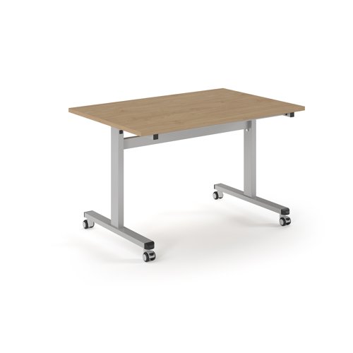 Pro Flip Rectangular Table 1200 x 800, Silver Frame, Kendal Oak Top