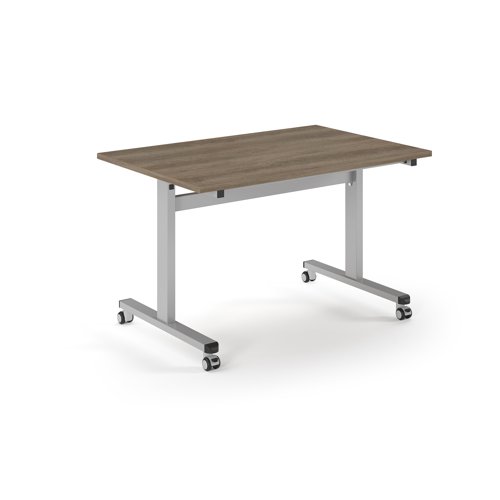 Pro Flip Rectangular Table 1200 x 800, Silver Frame, Nebraska Oak Top