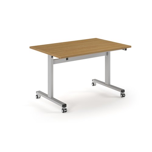 Pro Flip Rectangular Table 1200 x 800, Silver Frame, Oak Top