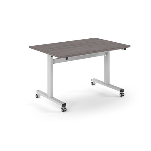 Pro Flip Rectangular Table 1200 x 800, White Frame, Grey Oak Top