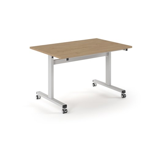Pro Flip Rectangular Table 1200 x 800, White Frame, Kendal Oak Top