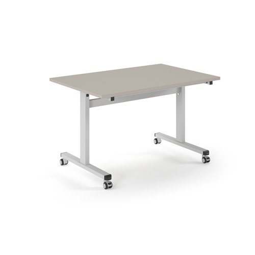 Pro Flip Rectangular Table 1200 x 800, White Frame, Light Grey Top