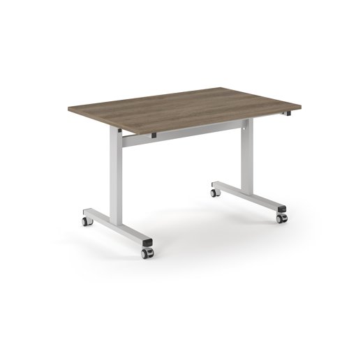 Pro Flip Rectangular Table 1200 x 800, White Frame, Nebraska Oak Top