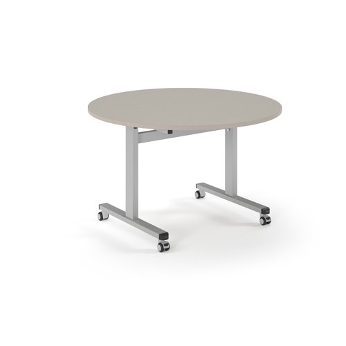 Pro Flip Circular Table 1200 Dia, Silver, Light Grey Top